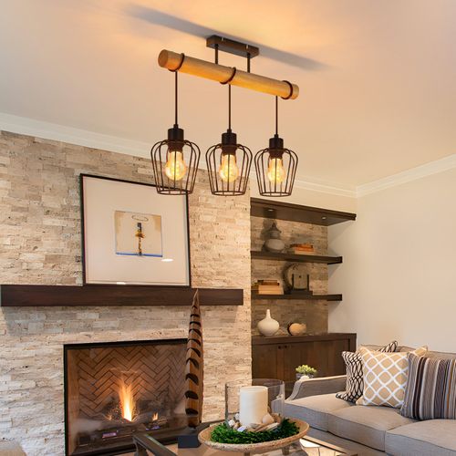 Plafonnier De Salon Vintage En Bois : Noir Lampe De Salon E27 Ampoule Non Incluse