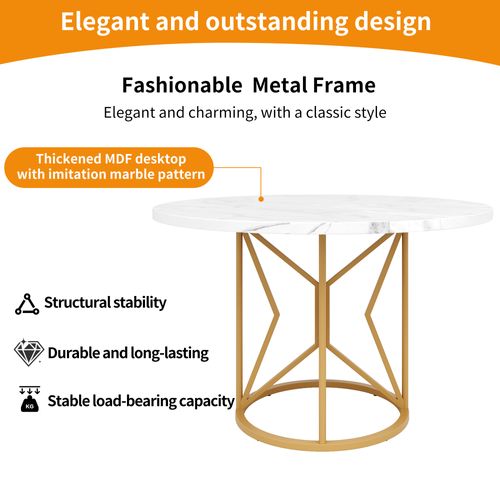 Table Salle à Manger 4 Personnes 100cm Table Ronde Avec Base En Mdf Pour Salon Cuisine