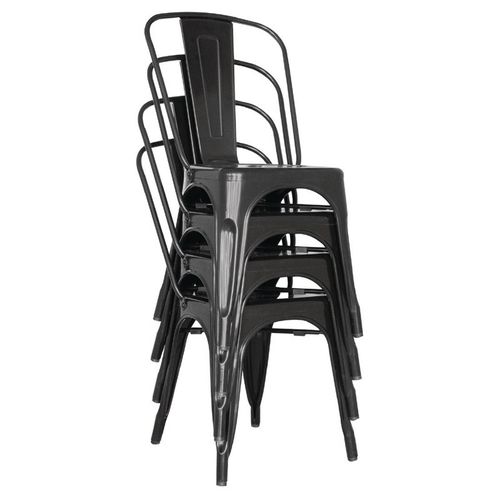 Chaises Bistro En Acier Noir - Lot De 4 -