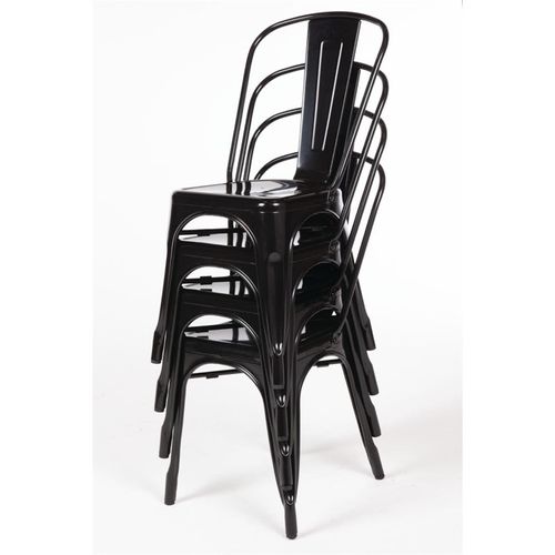 Chaises Bistro En Acier Noir - Lot De 4 -