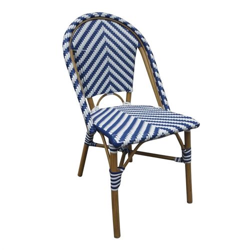 Chaise Style Parisien En Rotin Bleue - Lot De 2 -