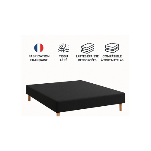 Sommier Tapissier Noir 140x190 Fabrication Française Artisanale