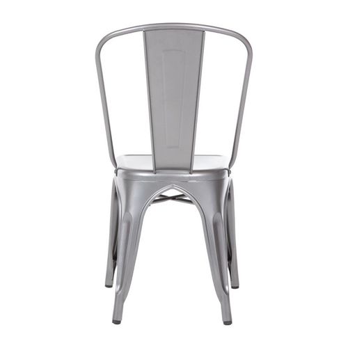Chaises Bistro En Acier Gris Métallisé - Lot De 4 -