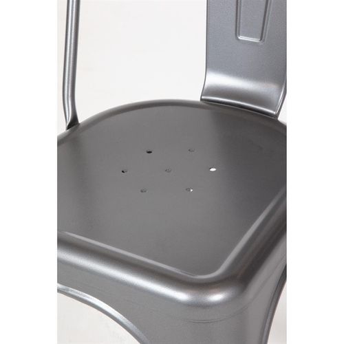 Chaises Bistro En Acier Gris Métallisé - Lot De 4 -