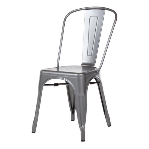 Chaises Bistro En Acier Gris Métallisé - Lot De 4 -