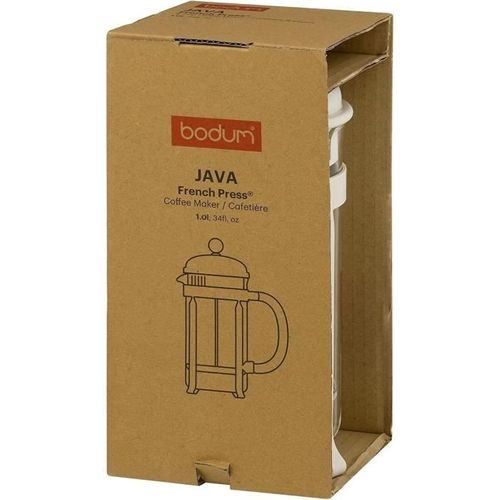 Cafetiere à Piston - Java - Monture Et Couvercle En Plastique - 3 Tasses - 0.35 L - Blanc Creme