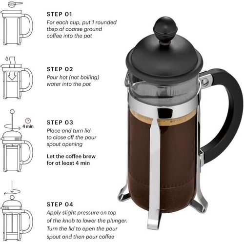 Cafetiere à Piston - Java - Monture Et Couvercle En Plastique - 3 Tasses - 0.35 L - Blanc Creme