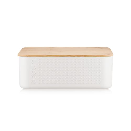 Boîte à Pain Avec Couvercle 29 Cm En Bambou Blanc En Plastique