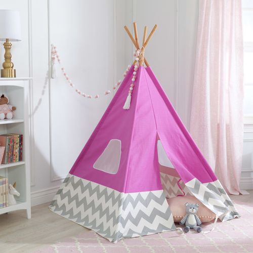 Tipi Deluxe Léger Et Résistant Avec Fenêtres En Maille - Rose