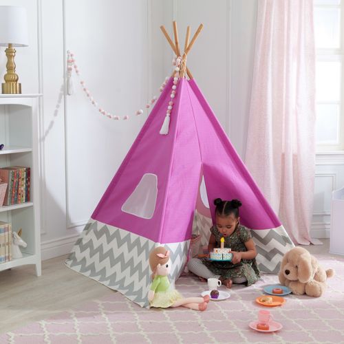 Tipi Deluxe Léger Et Résistant Avec Fenêtres En Maille - Rose