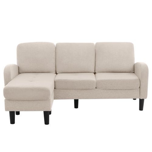 Canapé D'angle En Forme De L, 185 X 118 X 82 Cm, Lin En Coton Respirant, Beige