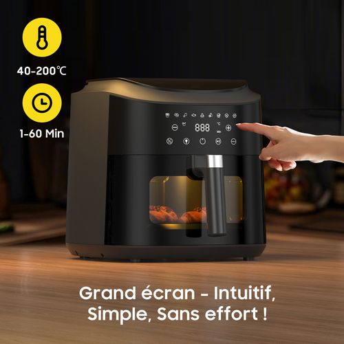 Friteuse à Air Chaud Avec Fenêtre De Visualisation, Af80d10w-1 9l Airfryer, 9 Programmes, 2350w