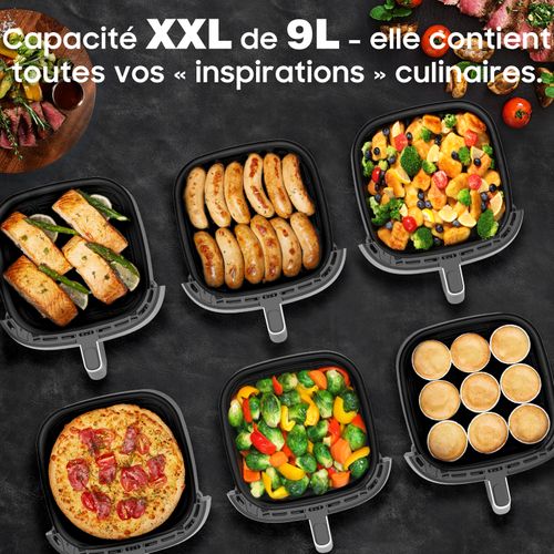 Friteuse à Air Chaud Avec Fenêtre De Visualisation, Af80d10w-1 9l Airfryer, 9 Programmes, 2350w