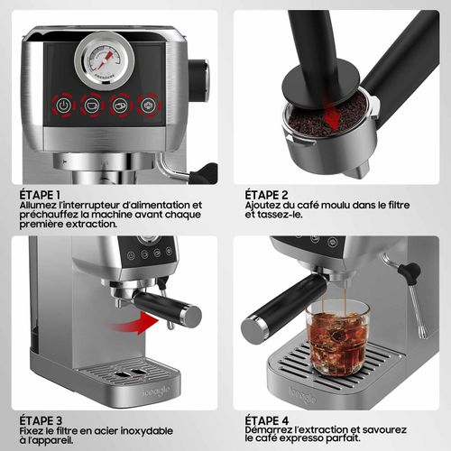 Machine à Café Semi-automatique Cm1665b 1350w, 20 Bar Cafetière Filtre 1,3 L