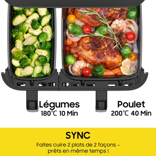 XXL Friteuse à Air Chaud à Double Chambre (4l + 7l) – 2600w Sans Huile Airfryer, 10 Programmes