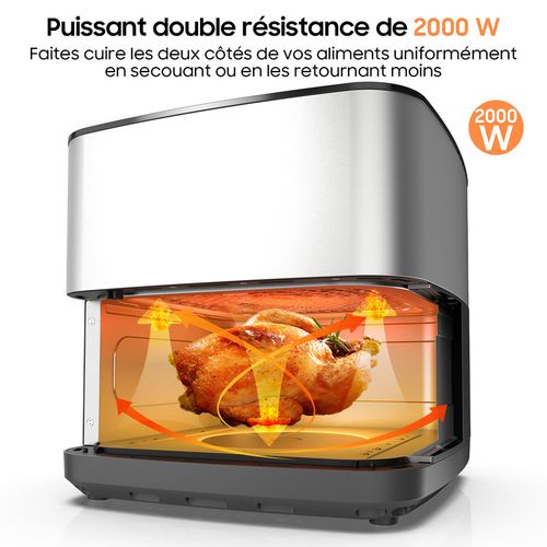 Air Fryer 9L - Friteuse à air Sans Huile 2000W avec Fenêtre, 12 en 1, Écran Tactile