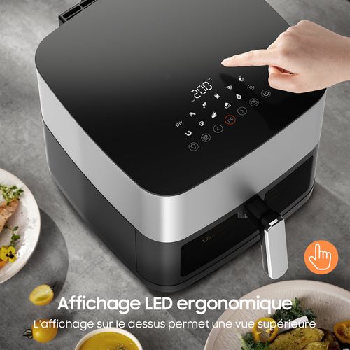 Air Fryer 9L - Friteuse à air Sans Huile 2000W avec Fenêtre, 12 en 1, Écran Tactile