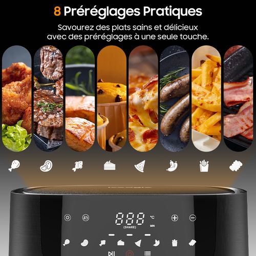 Friteuse Air Fryer 9L - XXL avec Fenêtre - Friteuse à Air, 1800W, 8 en 1, Recettes