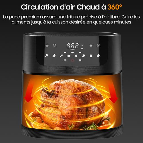 Friteuse Air Fryer 9L - XXL avec Fenêtre - Friteuse à Air, 1800W, 8 en 1, Recettes