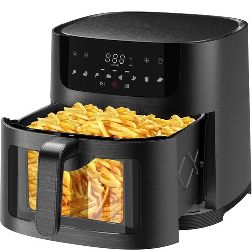 Friteuse Air Fryer 9L - XXL avec Fenêtre - Friteuse à Air, 1800W, 8 en 1, Recettes