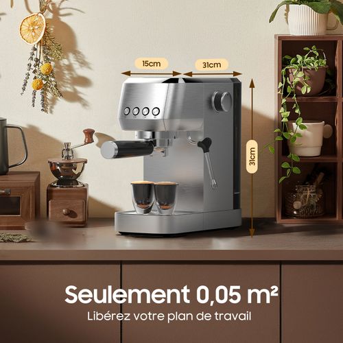 Machine à Café Expresso à Porte-filtre 20 Bars, Petite Machine à Café Cm1662, 1.3l