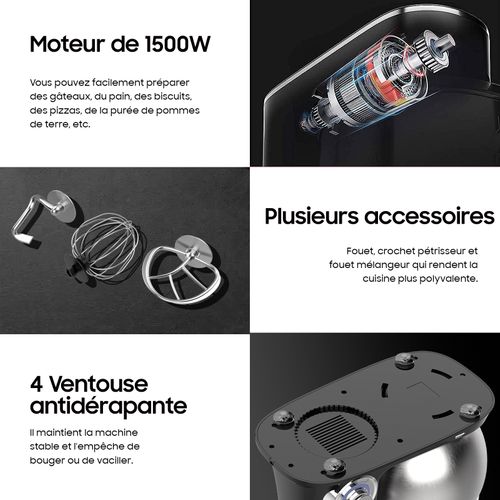 Robot Pâtissier 6L Batteurs Sur Socle 1500w