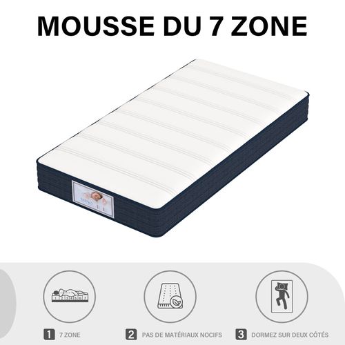 Ensemble Matelas à Ressorts 90x190 cm Epaisseur 22 cm + sommier à Lattes Sur Pieds