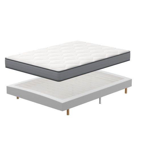 Ensemble Matelas à Ressorts  140x190 cm, Epaisseur 20 cm + Sommier Tapissier Déco
