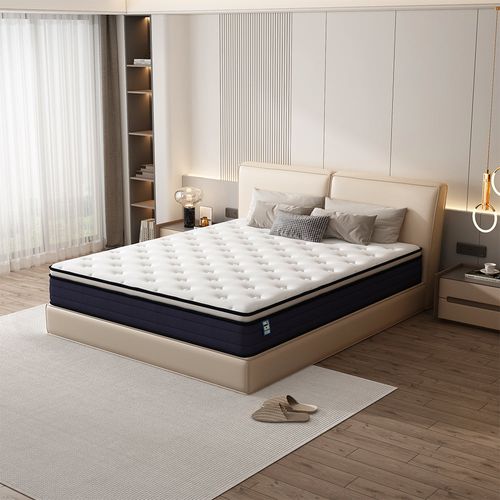 Ensemble 140x190cm Matelas à Ressorts + Sommier Avec Lattes Larges, Epaisseur Du Matelas 25cm