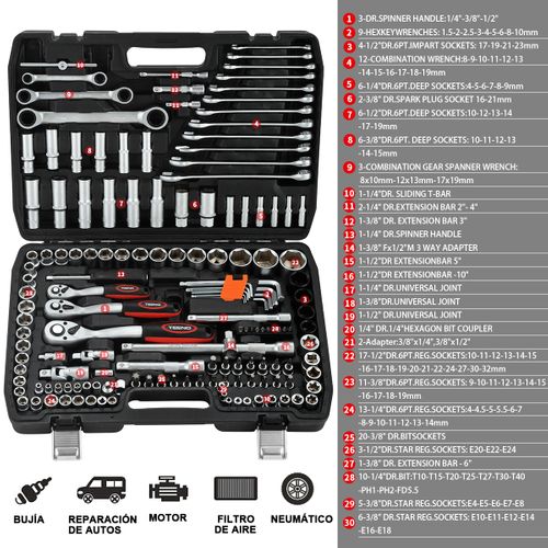 Jeu De Douilles Et D'embouts Kit De Réparation De Pneus De Voiture - 151 Pièces