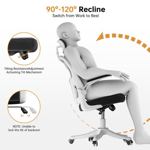 Fauteuil De Bureau Ergonomique Avec Appui-tête, Accoudoirs Et Hauteur Réglables - Noir Et Blanc
