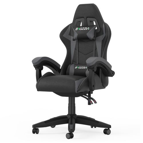 Fauteuil Gaming Ergonomique Réglable Avec Coussin Lombaire Et Appui-tête - Noir Et Gris