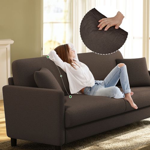 Canapé 2 Places En Velours Teddy -148 Cm - Marron