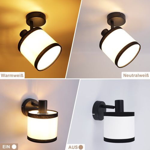 Spot de plafond 1 flamme E14, noir, orientable, en tissu, vintage/rétro, sans ampoule.