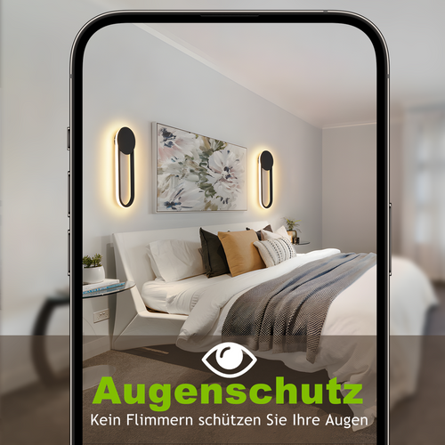 Applique Murale LED D'intérieur - 12w Lampe D'escalier 41cm Noir Lampe De Couloir 3000k