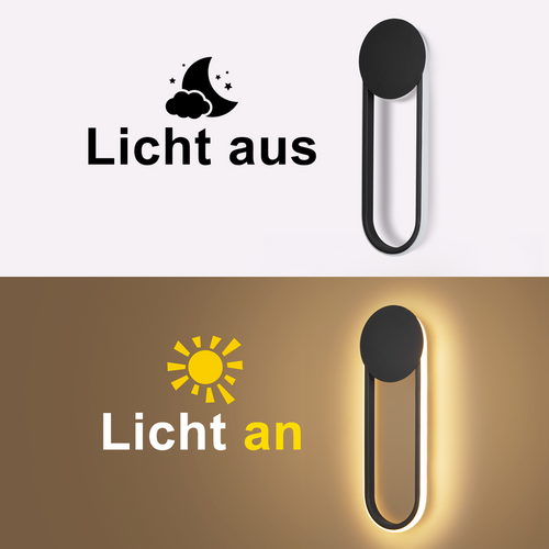 Applique Murale LED D'intérieur - 12w Lampe D'escalier 41cm Noir Lampe De Couloir 3000k