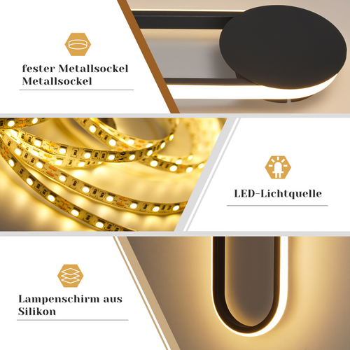 Applique Murale LED D'intérieur - 12w Lampe D'escalier 41cm Noir Lampe De Couloir 3000k