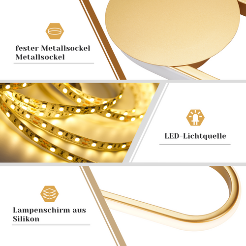 Applique murale LED d'intérieur, 12W, 41cm, dorée, 3000K blanc chaud, design moderne.