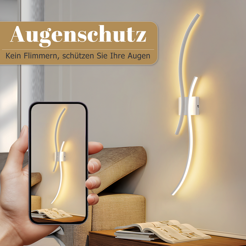Applique murale LED d'intérieur, 14W, 100cm, blanche, design vague moderne, 3000K.