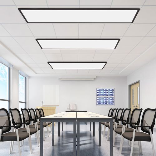 Plafonnier LED 100x25, Panneau Rgb Dimmable Avec Télécommande, 24w Noir.