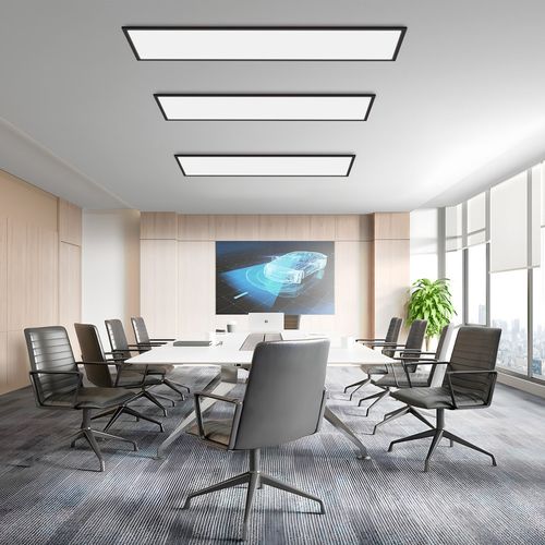 Panneau LED 120x30, Plafonnier Rgb Dimmable Avec Télécommande, 39w Noir.
