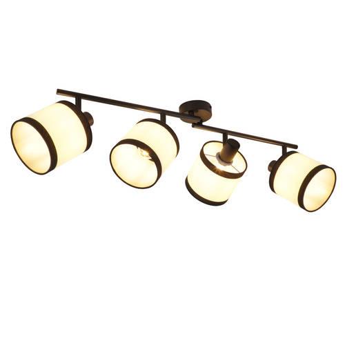 Plafonnier 4 Spots Noir, Vintage E14 Pivotant, Pour Salon et Chambre.