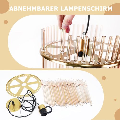 Suspension Dorée Rétro, Lampe Verre E27, Ø 30 Cm Pour Cuisine et Café.
