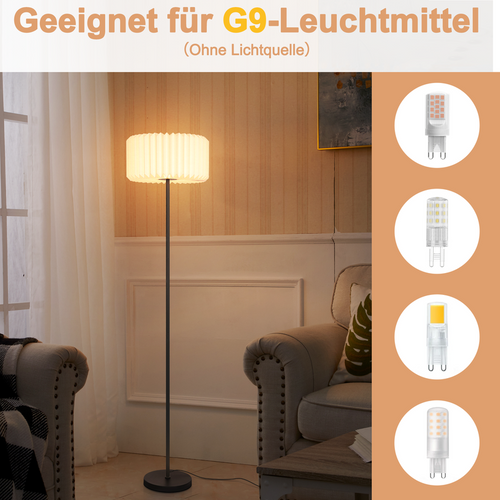 Lampadaire Vintage, Abat-jour En Papier Blanc, Lampe De Salon G9.