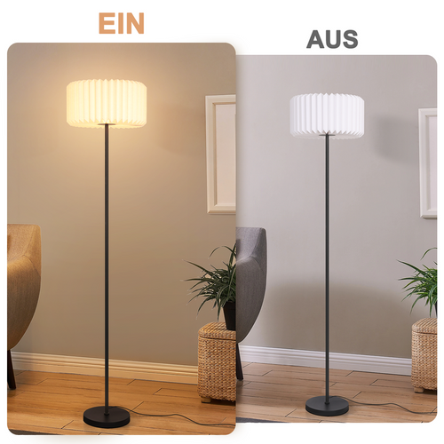 Lampadaire Vintage, Abat-jour En Papier Blanc, Lampe De Salon G9.