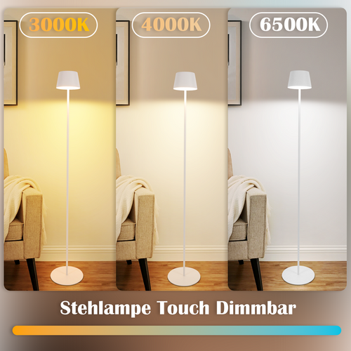 Lampadaire Solaire Extérieur 120cm, LED Dimmable, Hauteur Réglable, Blanc.