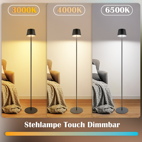 Lampadaire LED Solaire 120cm, Tactile Dimmable 3000k-6500k, Réglable.