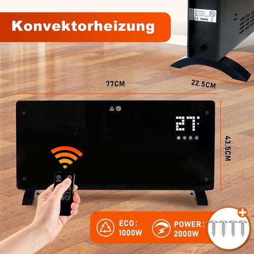 Radiateur Électrique 2000w, Silencieux Avec Télécommande Et Thermostat.