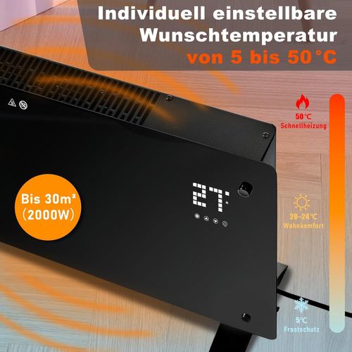 Radiateur Électrique 2000w, Silencieux Avec Télécommande Et Thermostat.