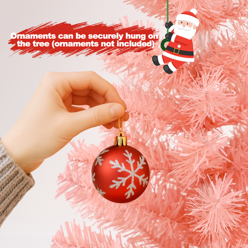 Mini Sapin De Noël Rose 60cm, Décoration De Table Et Bureau En Pvc.